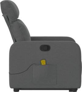 vidaXL Podnoszony fotel masujący, rozkładany, ciemnoszary, tkanina 9