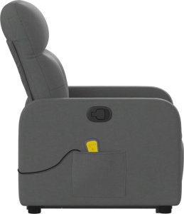 vidaXL Podnoszony fotel masujący, rozkładany, ciemnoszary, tkanina 9