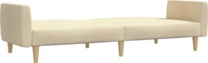 vidaXL Rozkładana kanapa 2-osobowa, kremowa, tapicerowana tkaniną 6