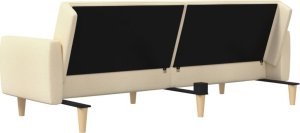 vidaXL Rozkładana kanapa 2-osobowa, kremowa, tapicerowana tkaniną 8