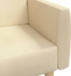 vidaXL Rozkładana kanapa 2-osobowa, kremowa, tapicerowana tkaniną 9