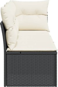 vidaXL Sofa ogrodowa z poduszkami, 3-osobowa, czarna, polirattan 5