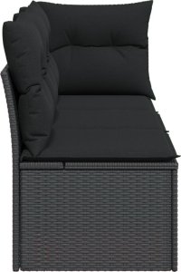 vidaXL Sofa ogrodowa z poduszkami, 3-osobowa, czarna, polirattan 5