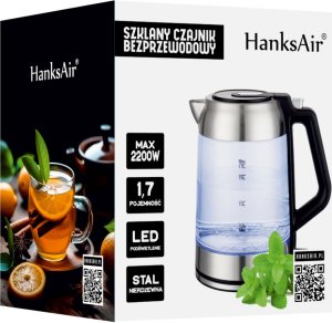 Czajnik Art Elektryczny czajnik szklany HanksAir podświetlany 1,7L 3