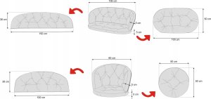 Hobbygarden AMANDA SPRESTIŻ 1+2 3D NIEBIESKIE LIŚCIE 13