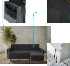 DOGGY 240 cm POKROWIEC PARIS NA NAROŻNIK LEWY CZARNY 6