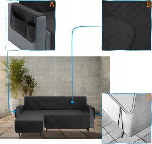 DOGGY 200 cm POKROWIEC PARIS NA NAROŻNIK PRAWY CZARNY 5