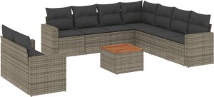 vidaXL 10-częściowy zestaw wypoczynkowy do ogrodu, z poduszkami, szary 2