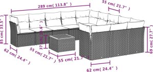 vidaXL 12-częściowy zestaw mebli ogrodowych z poduszkami, beżowy, polirattan 3