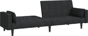 vidaXL 2-osobowa kanapa, 2 poduszki, czarna, tapicerowana tkaniną 4