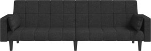 vidaXL 2-osobowa kanapa, 2 poduszki, czarna, tapicerowana tkaniną 5