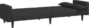 vidaXL 2-osobowa kanapa, 2 poduszki, czarna, tapicerowana tkaniną 6
