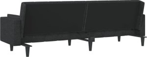vidaXL 2-osobowa kanapa, 2 poduszki, czarna, tapicerowana tkaniną 7