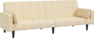 vidaXL 2-osobowa kanapa, 2 poduszki, kremowa, tapicerowana tkaniną 2