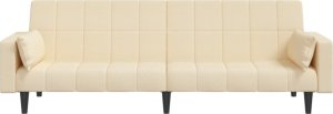 vidaXL 2-osobowa kanapa, 2 poduszki, kremowa, tapicerowana tkaniną 5