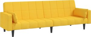 vidaXL 2-osobowa kanapa, 2 poduszki, żółta, tapicerowana tkaniną 2