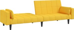 vidaXL 2-osobowa kanapa, 2 poduszki, żółta, tapicerowana tkaniną 4