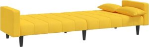 vidaXL 2-osobowa kanapa, 2 poduszki, żółta, tapicerowana tkaniną 6