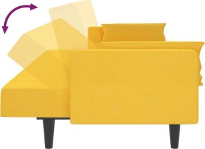 vidaXL 2-osobowa kanapa, 2 poduszki, żółta, tapicerowana tkaniną 7