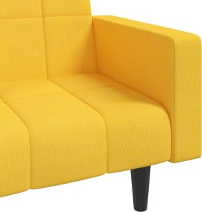 vidaXL 2-osobowa kanapa, 2 poduszki, żółta, tapicerowana tkaniną 8