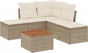 vidaXL 6-częściowy zestaw mebli ogrodowych z poduszkami, beżowy, polirattan 2