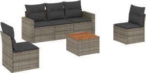 vidaXL 6-częściowy zestaw mebli ogrodowych z poduszkami, szary, polirattan 2