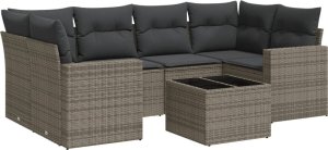 vidaXL 7-częściowy zestaw wypoczynkowy do ogrodu, z poduszkami, szary 2