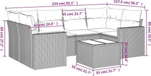 vidaXL 7-częściowy zestaw wypoczynkowy do ogrodu, z poduszkami, szary 3