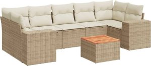 vidaXL 8-częściowy zestaw mebli ogrodowych z poduszkami, beżowy, polirattan 2