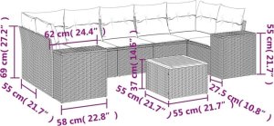 vidaXL 8-częściowy zestaw mebli ogrodowych z poduszkami, beżowy, polirattan 3