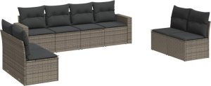 vidaXL 8-częściowy zestaw mebli ogrodowych z poduszkami, szary, polirattan 2