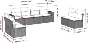 vidaXL 8-częściowy zestaw mebli ogrodowych z poduszkami, szary, polirattan 3