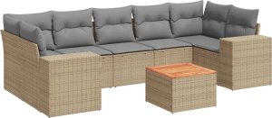 vidaXL 8-częściowy zestaw mebli ogrodowych z poduszkami, beżowy, polirattan 2