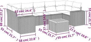 vidaXL 8-częściowy zestaw mebli ogrodowych z poduszkami, beżowy, polirattan 3