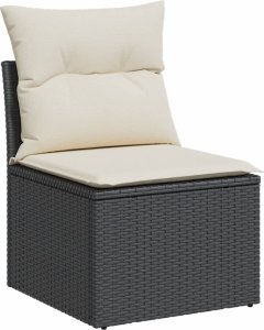 vidaXL Moduł sofy ogrodowej, bez podłokietników, z poduszkami, czarny 2