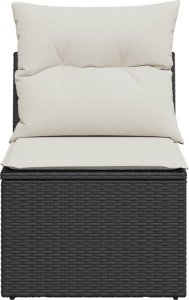 vidaXL Moduł sofy ogrodowej, bez podłokietników, z poduszkami, czarny 3
