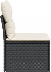 vidaXL Moduł sofy ogrodowej, bez podłokietników, z poduszkami, czarny 4