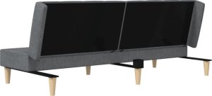 vidaXL Rozkładana kanapa 2-osobowa, jasnoszara, tapicerowana tkaniną 8