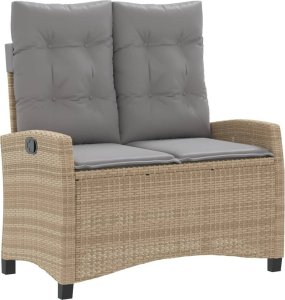 vidaXL Rozkładana ławka ogrodowa z poduszkami, beżowa, polirattan 2