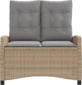 vidaXL Rozkładana ławka ogrodowa z poduszkami, beżowa, polirattan 3