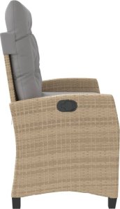 vidaXL Rozkładana ławka ogrodowa z poduszkami, beżowa, polirattan 4