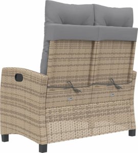 vidaXL Rozkładana ławka ogrodowa z poduszkami, beżowa, polirattan 5