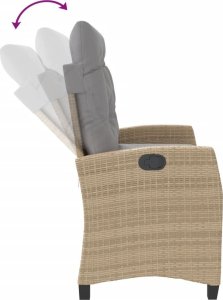 vidaXL Rozkładana ławka ogrodowa z poduszkami, beżowa, polirattan 6