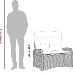 vidaXL Rozkładana ławka ogrodowa z poduszkami, beżowa, polirattan 9