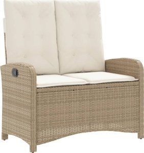 vidaXL Rozkładana ławka ogrodowa z poduszkami, beżowa, polirattan 2