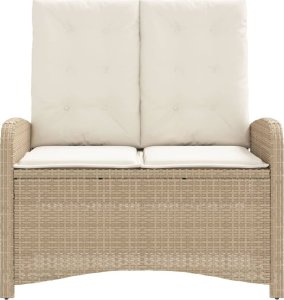 vidaXL Rozkładana ławka ogrodowa z poduszkami, beżowa, polirattan 3