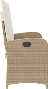 vidaXL Rozkładana ławka ogrodowa z poduszkami, beżowa, polirattan 4