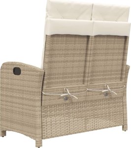 vidaXL Rozkładana ławka ogrodowa z poduszkami, beżowa, polirattan 5