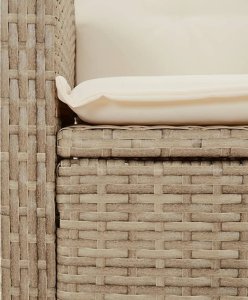 vidaXL Rozkładana ławka ogrodowa z poduszkami, beżowa, polirattan 7