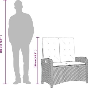 vidaXL Rozkładana ławka ogrodowa z poduszkami, beżowa, polirattan 9